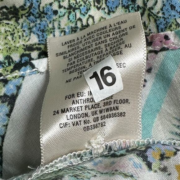 Maeve Anthropologie Top Womens 2 Multi Maya Flutter Sleeves Pleats Floral Boho - Picture 8 of 8